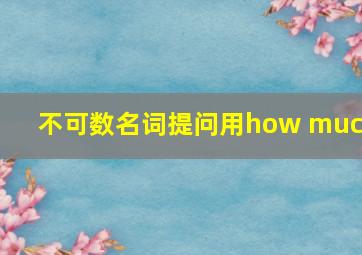 不可数名词提问用how much